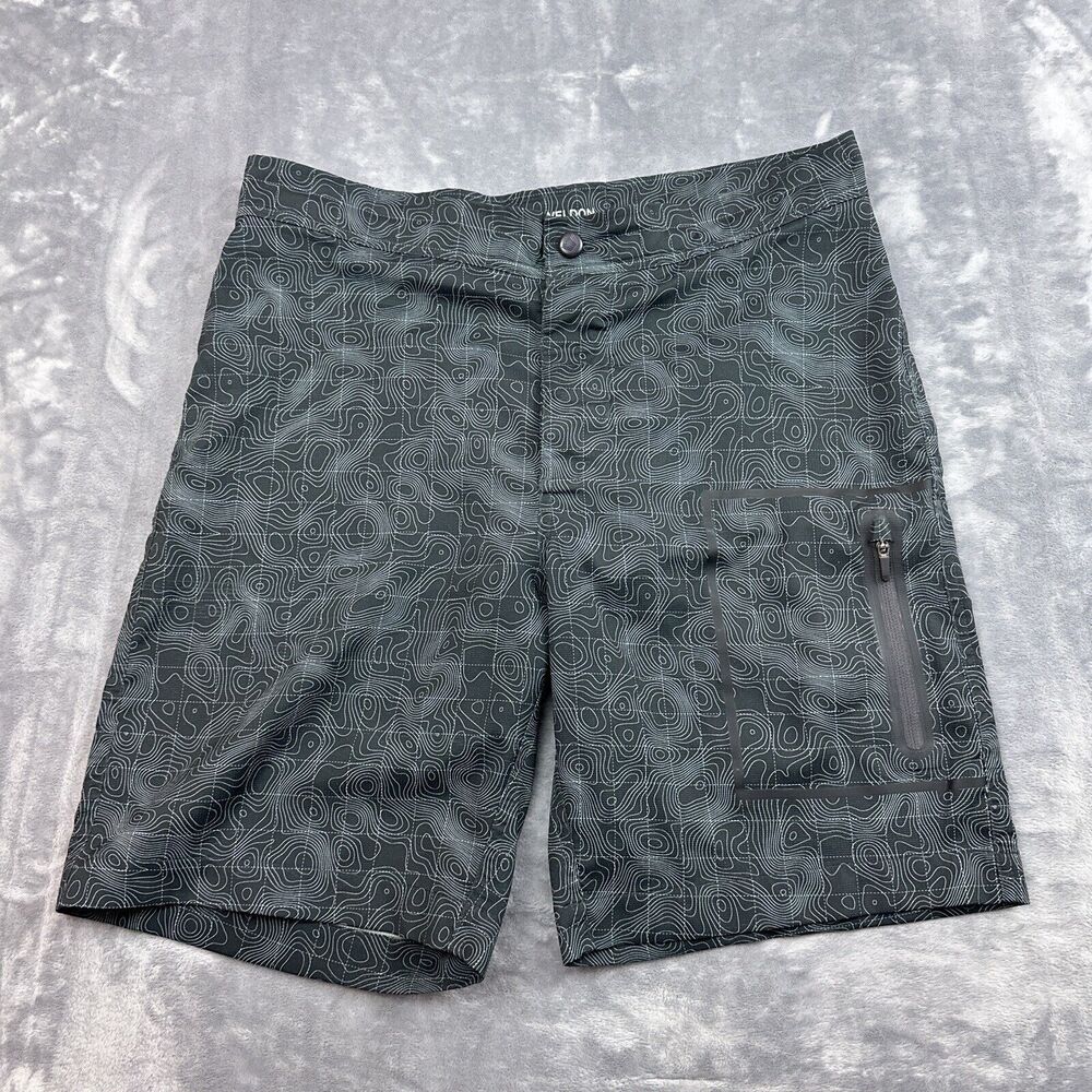 Mack Weldon Men's Black Grid Tech Print Beach Hybrid Boardshorts Size 31/32